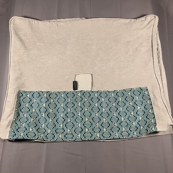 Lovesac Pillow Cover Geometric Pattern Gray Blue Large 33x27 Replacement Velour - Picture 1 of 16